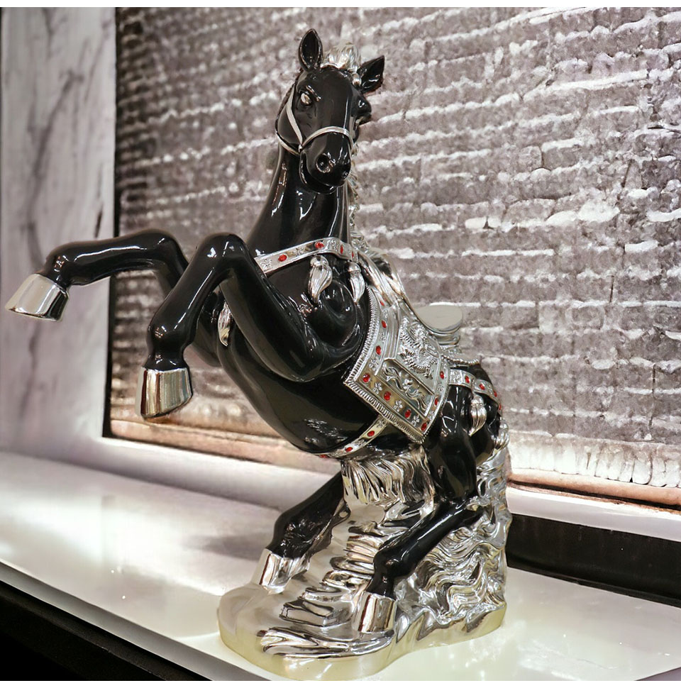 楽天市場】跳ね馬 置物 馬の置物 幅66cm 開運 風水 立ち馬 黒馬