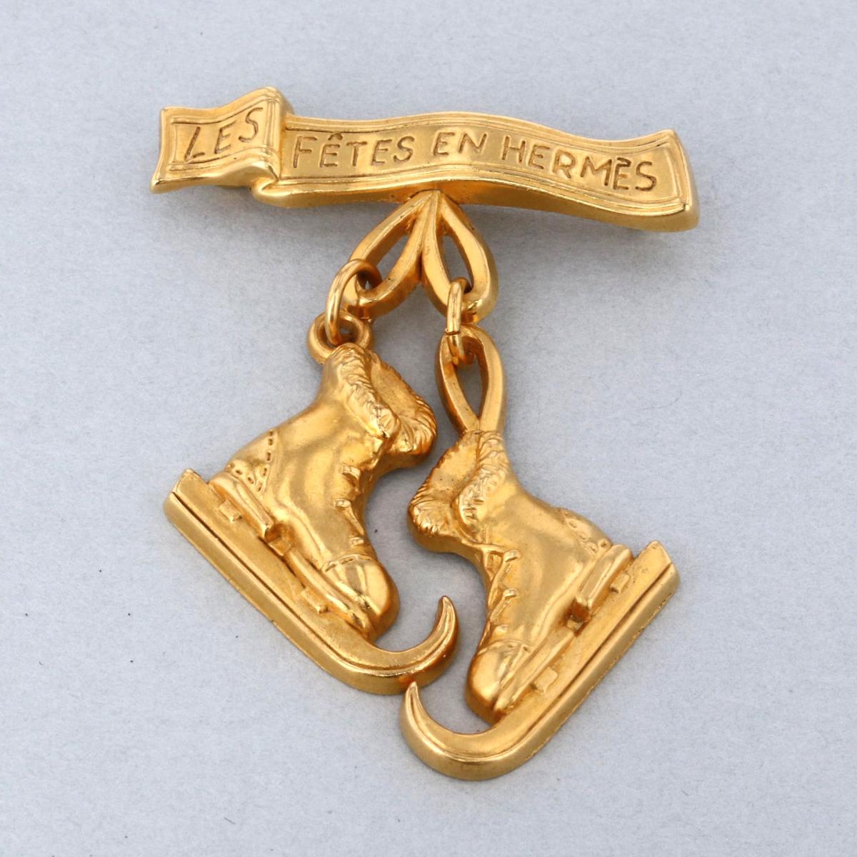 楽天市場】HERMES エルメス ブローチ LE FETES EN HERMES スケート
