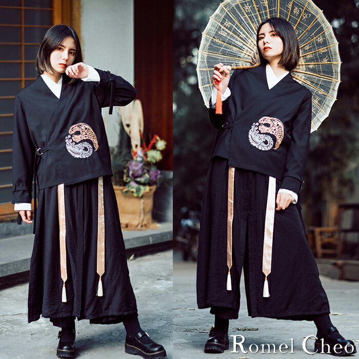楽天市場】RomelCheo 前掛け 袴パンツ ラップ パンツ エプロン ワイド