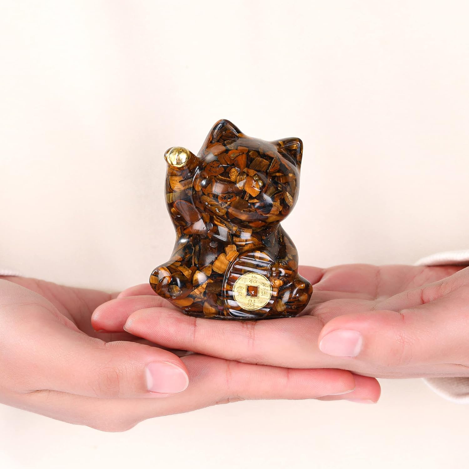 楽天市場】タイガーアイ ブラウン ラッキーキャット 幸運のネコ猫置物