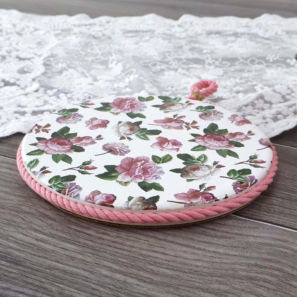 楽天市場】薔薇の鍋敷き ピンクローズ エレガント 陶器 日本製