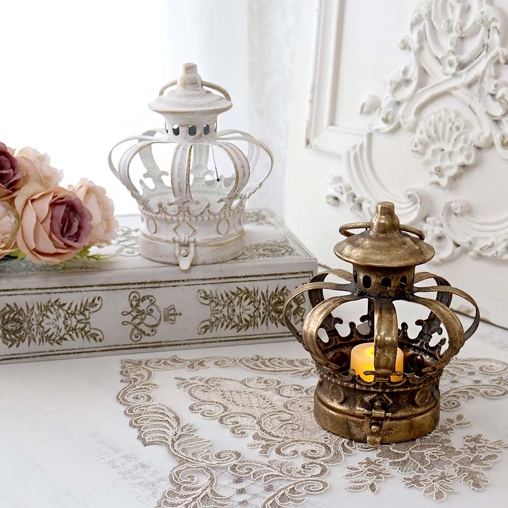 楽天市場】アイアンキャンドルホルダーS シャビー ホワイト ゴールド