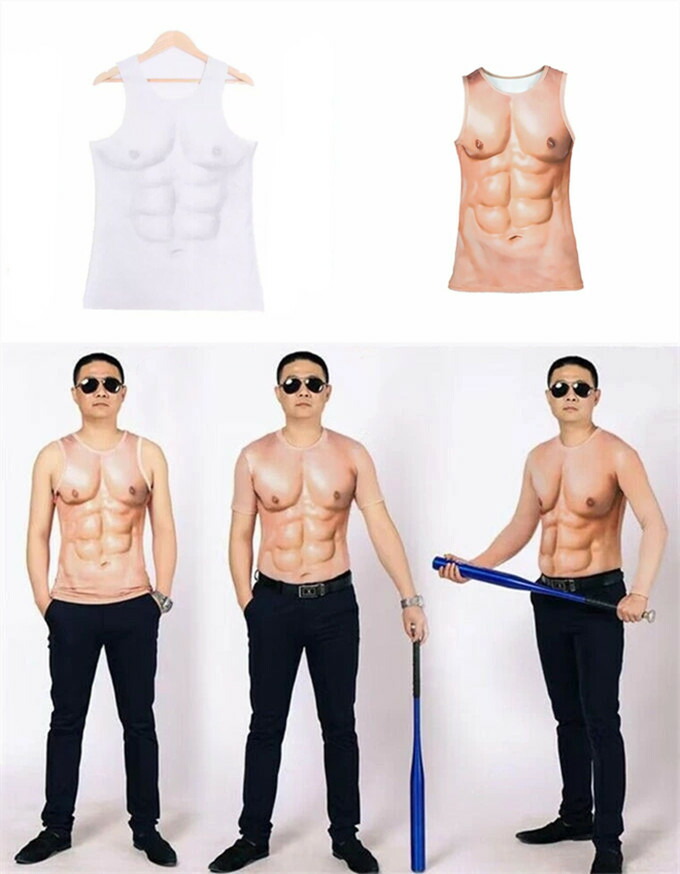 楽天市場】筋肉スーツ 袖なし タンクトップ Tシャツ 半袖 tシャツ 偽