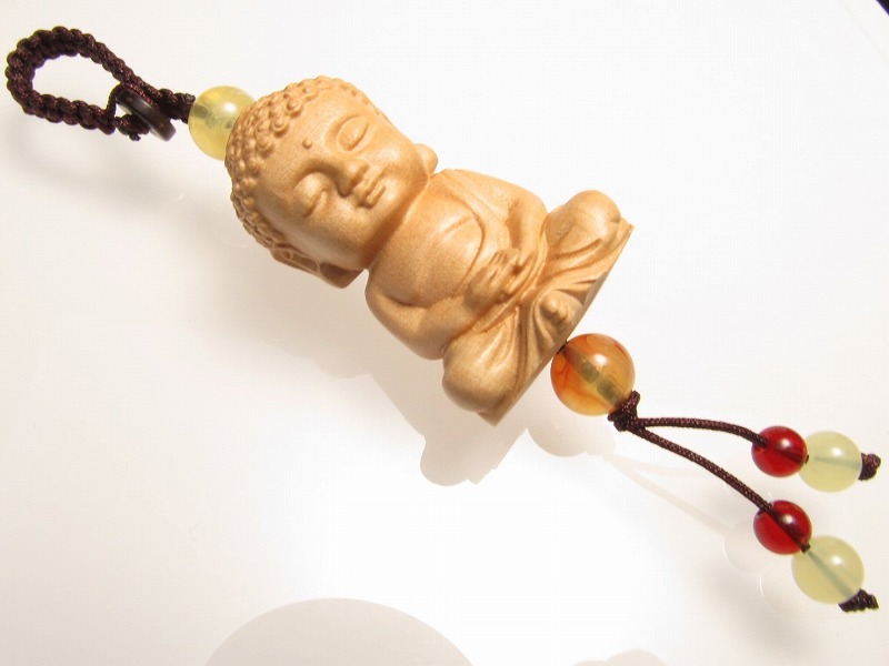 楽天市場】○【木彫り ミニ大仏くん ストラップ】 手彫り 坐像（ざぞう