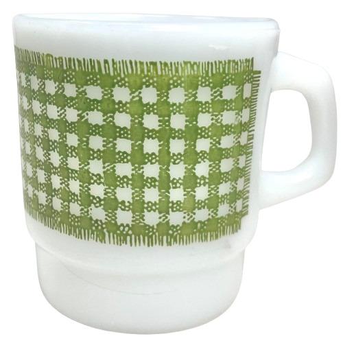 楽天市場】【中古】Fire King Gingham Check Stackable Mug Green