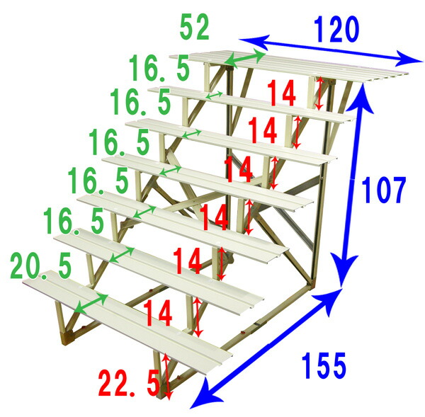楽天市場】雛人形 七段飾り用 雛段 40号-7 低床タイプ [都] 横幅120cm