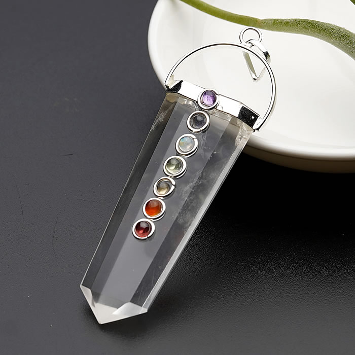 楽天市場】ヒマラヤ水晶 ペンダント ワンド型チャクラストーン付き