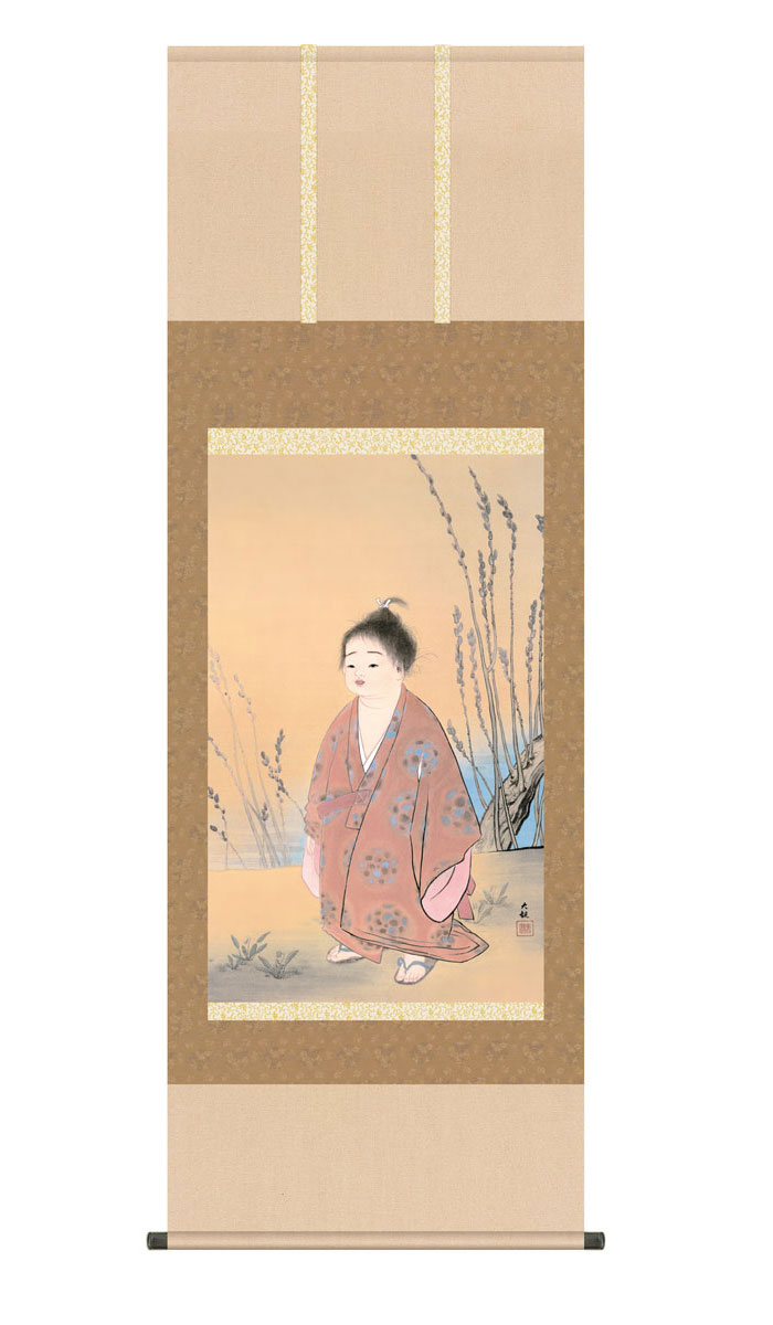 掛け軸 日本画 ［桐の花］絹本 木箱 送料込み！日本画 掛け軸」の人気