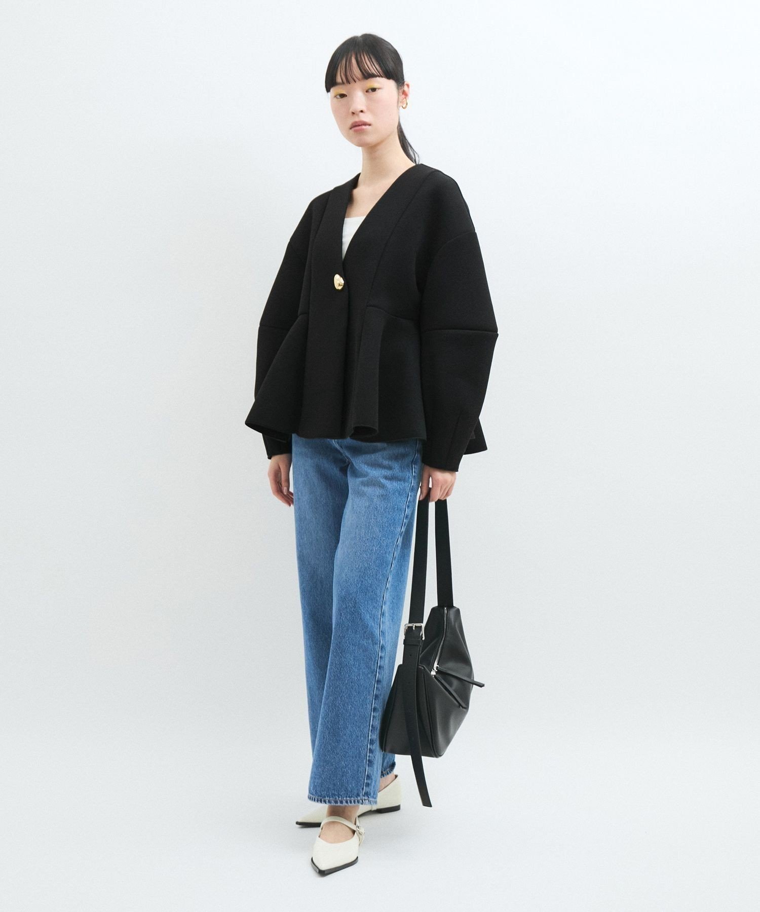 ADAM ET ROPE'｜エッグブローチ付きペプラムカーディガン | Rakuten