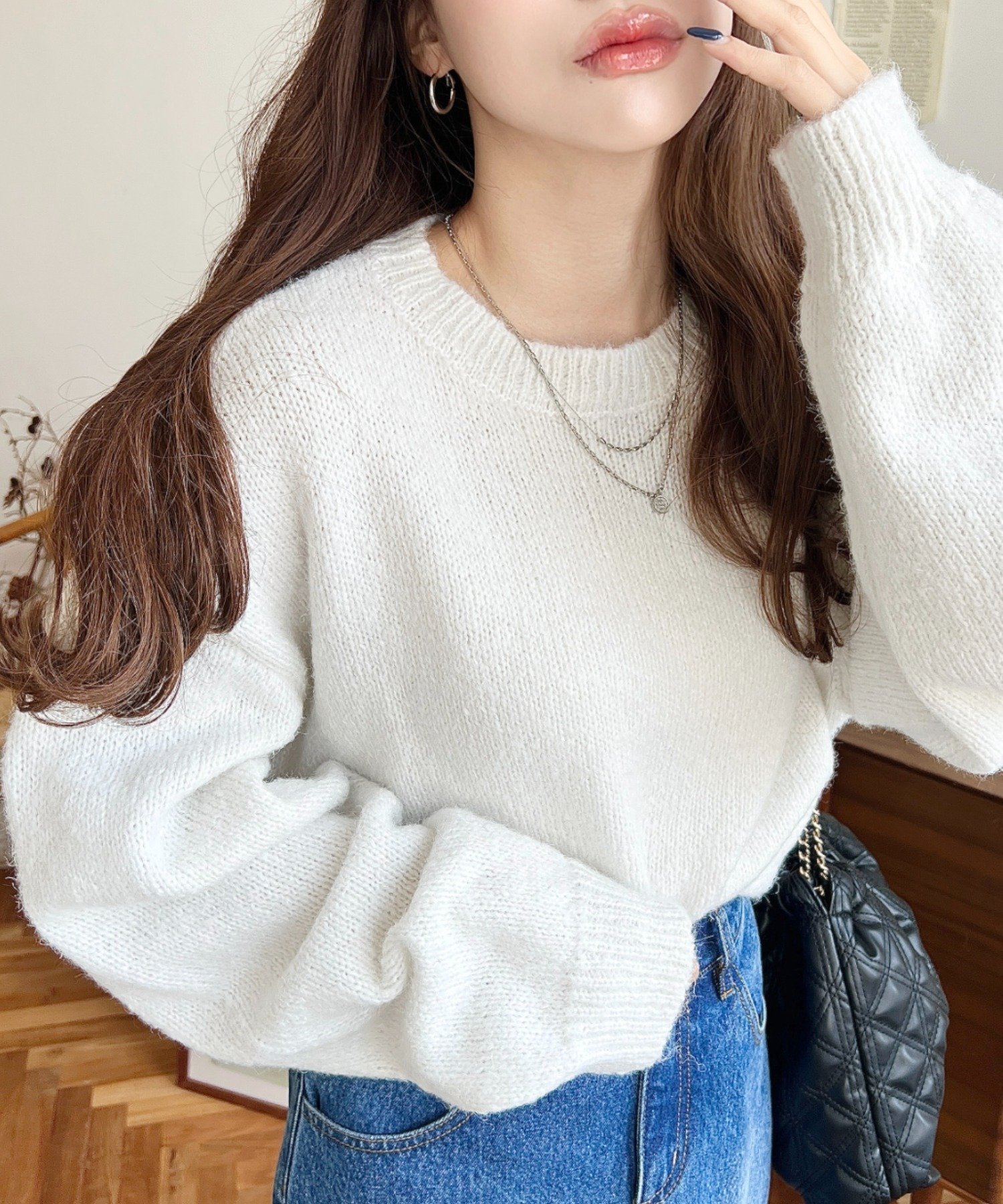 moment+｜モヘアライクベーシックニットプルオーバー | Rakuten