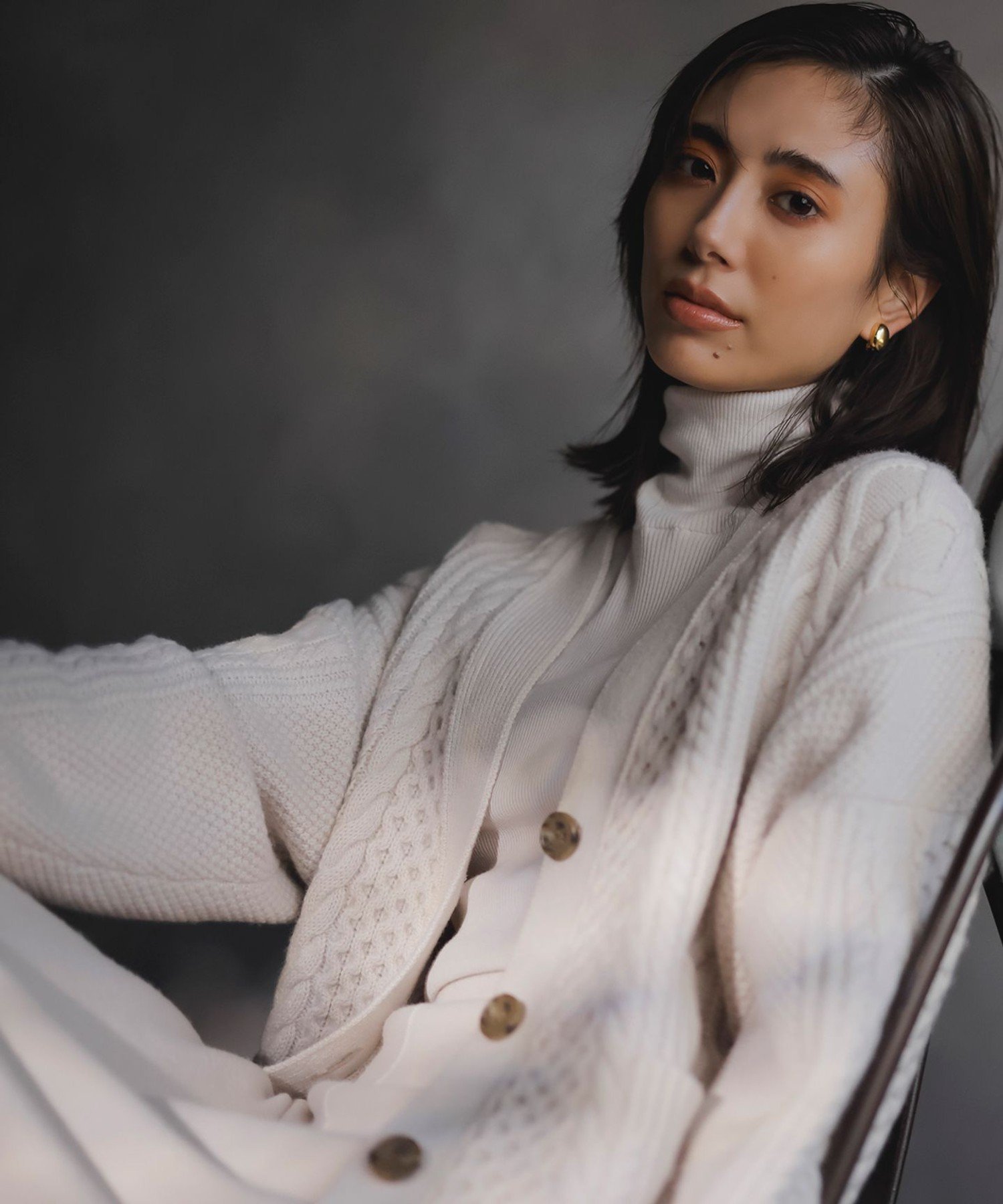 23区｜【洗える】ウールカシミヤ アランパターン カーディガン