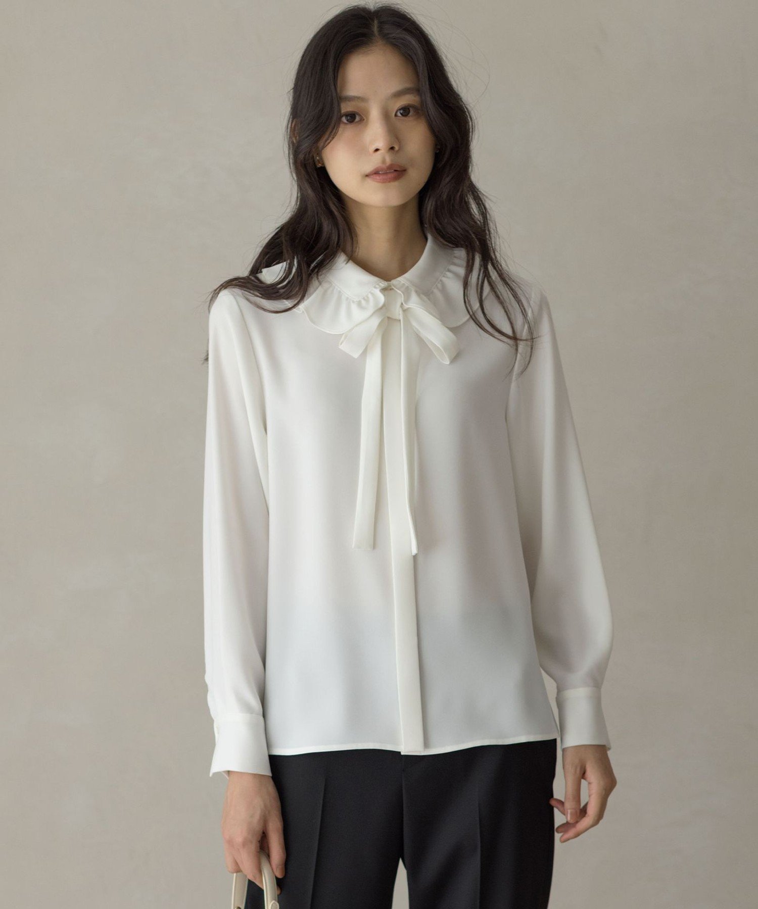 組曲｜【WEB限定】ボウタイ付きフリルカラー ブラウス | Rakuten