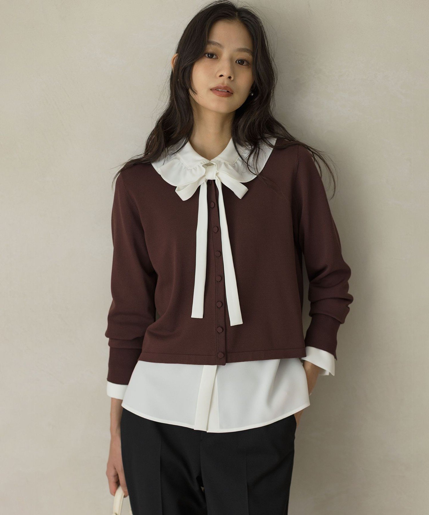 組曲｜【WEB限定】ボウタイ付きフリルカラー ブラウス | Rakuten