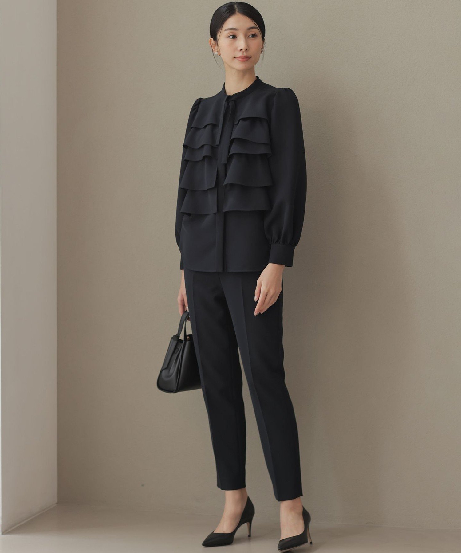 組曲｜【KUMIKYOKU NAVY】コンフォータブルドレープ フリルブラウス