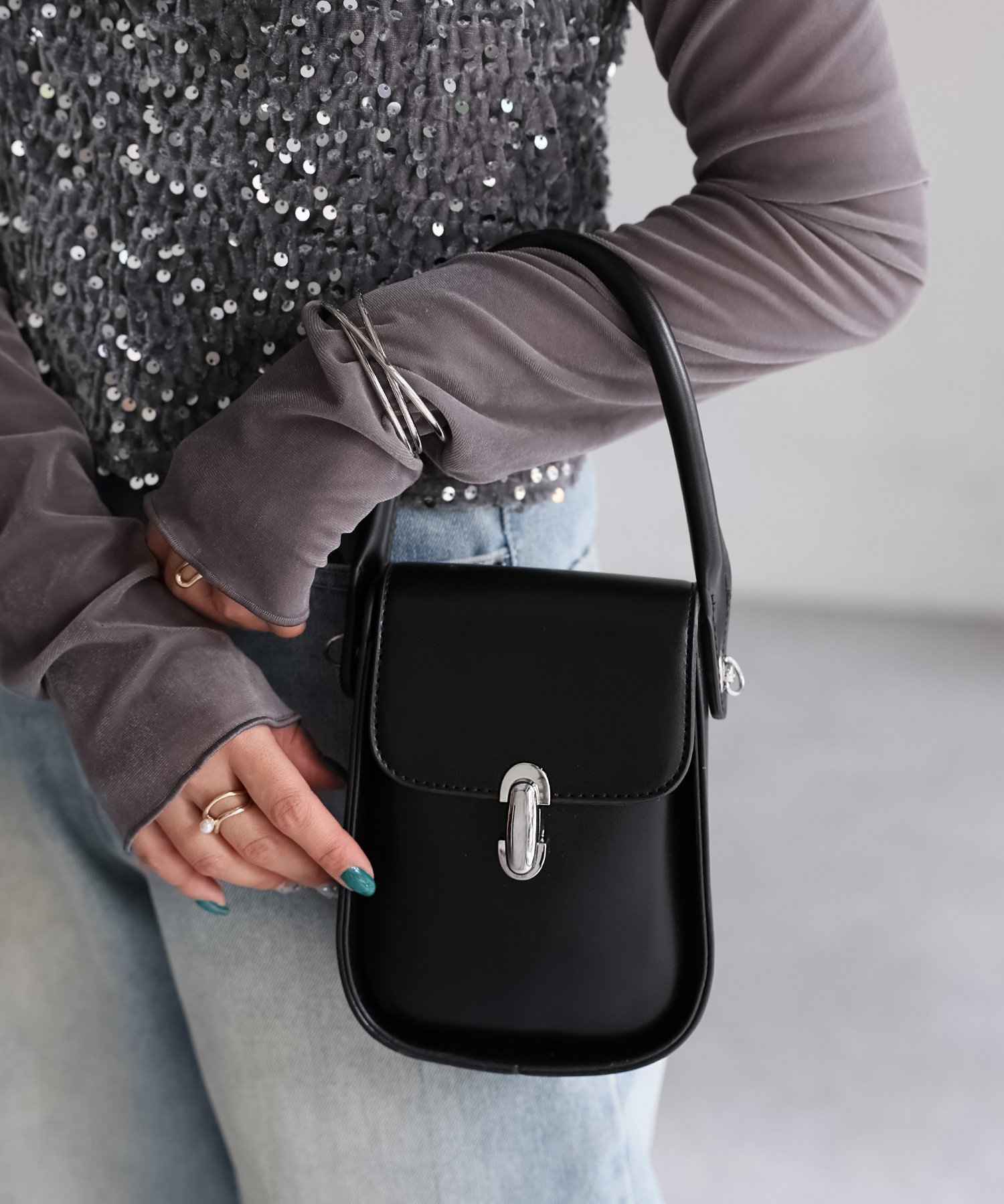 Riberry｜スクエアミニチェーンショルダーバッグ/スマホポーチ