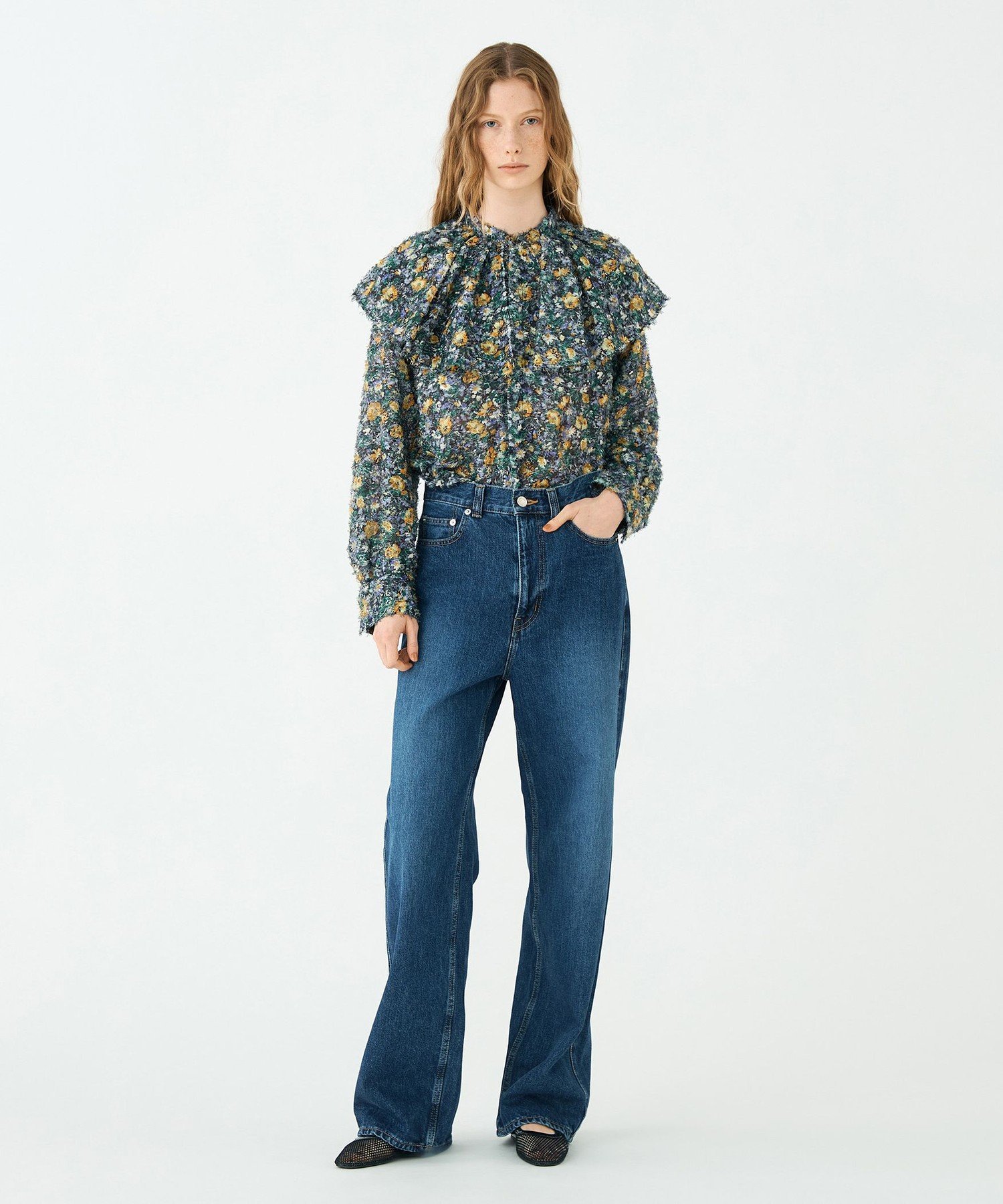 TOMORROWLAND｜ラメカットジャカード ワイドカラーブラウス | Rakuten