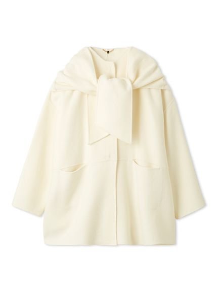 FRAY I.D｜マフラー付ノーカラーリバーミドルコート | Rakuten Fashion