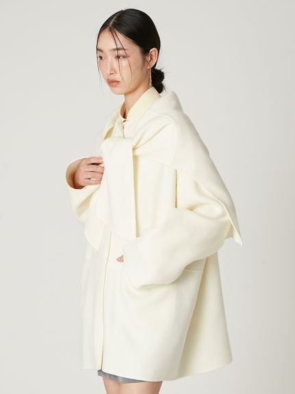 FRAY I.D｜マフラー付ノーカラーリバーミドルコート | Rakuten Fashion