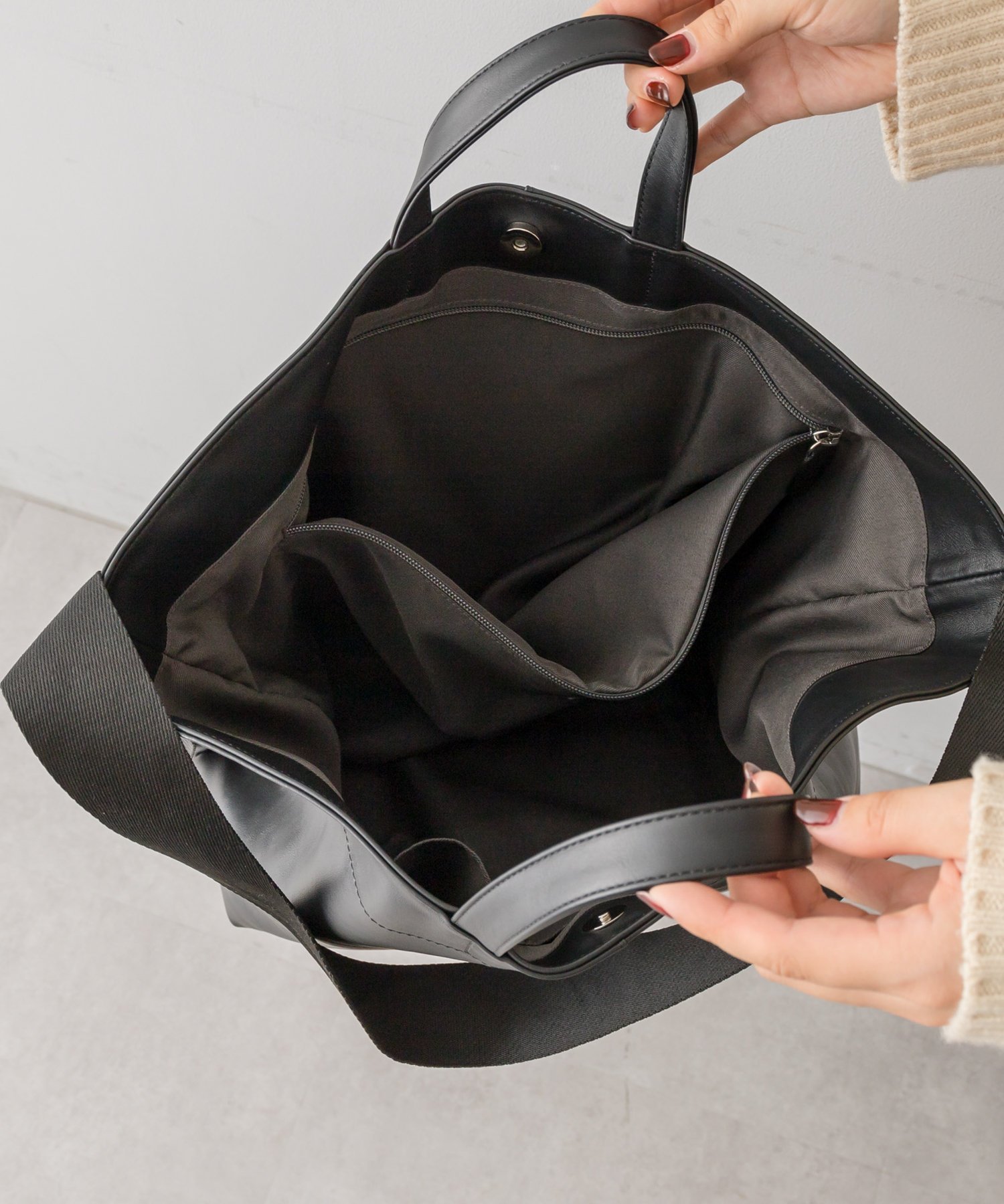 ear PAPILLONNER｜《牛革/A4サイズ対応》ワイドテープトートバッグ L