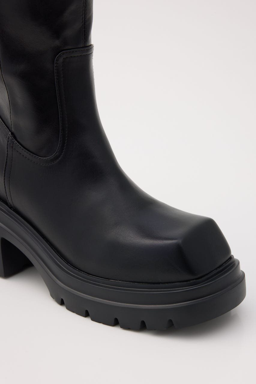 SLY｜【SNSで話題の美脚チートブーツ!】SQUARE TOE KNEE ブーツ