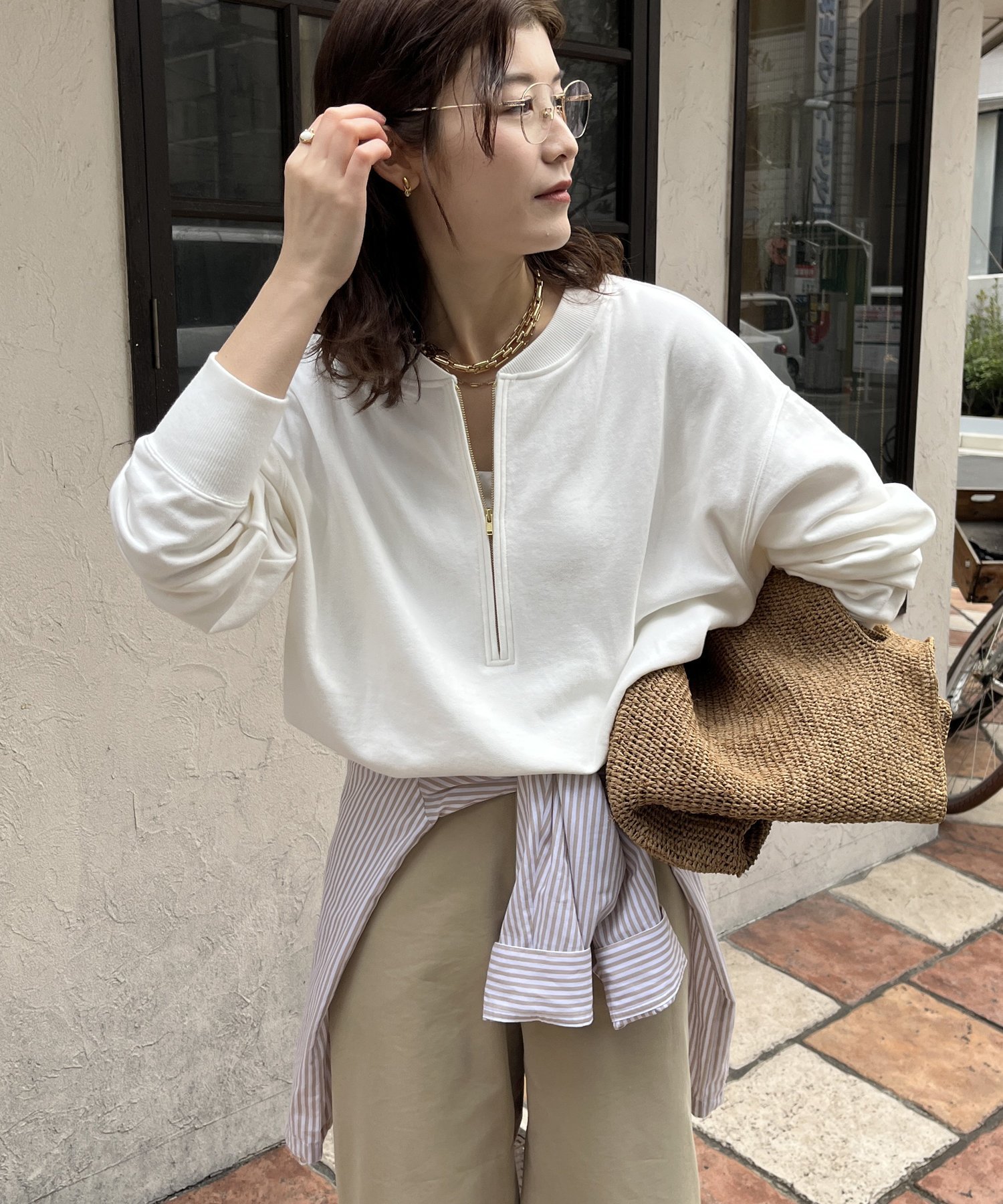 doudou【こっち企画】ハーフジップスウェット ＆ロゴロンT 今季 セット