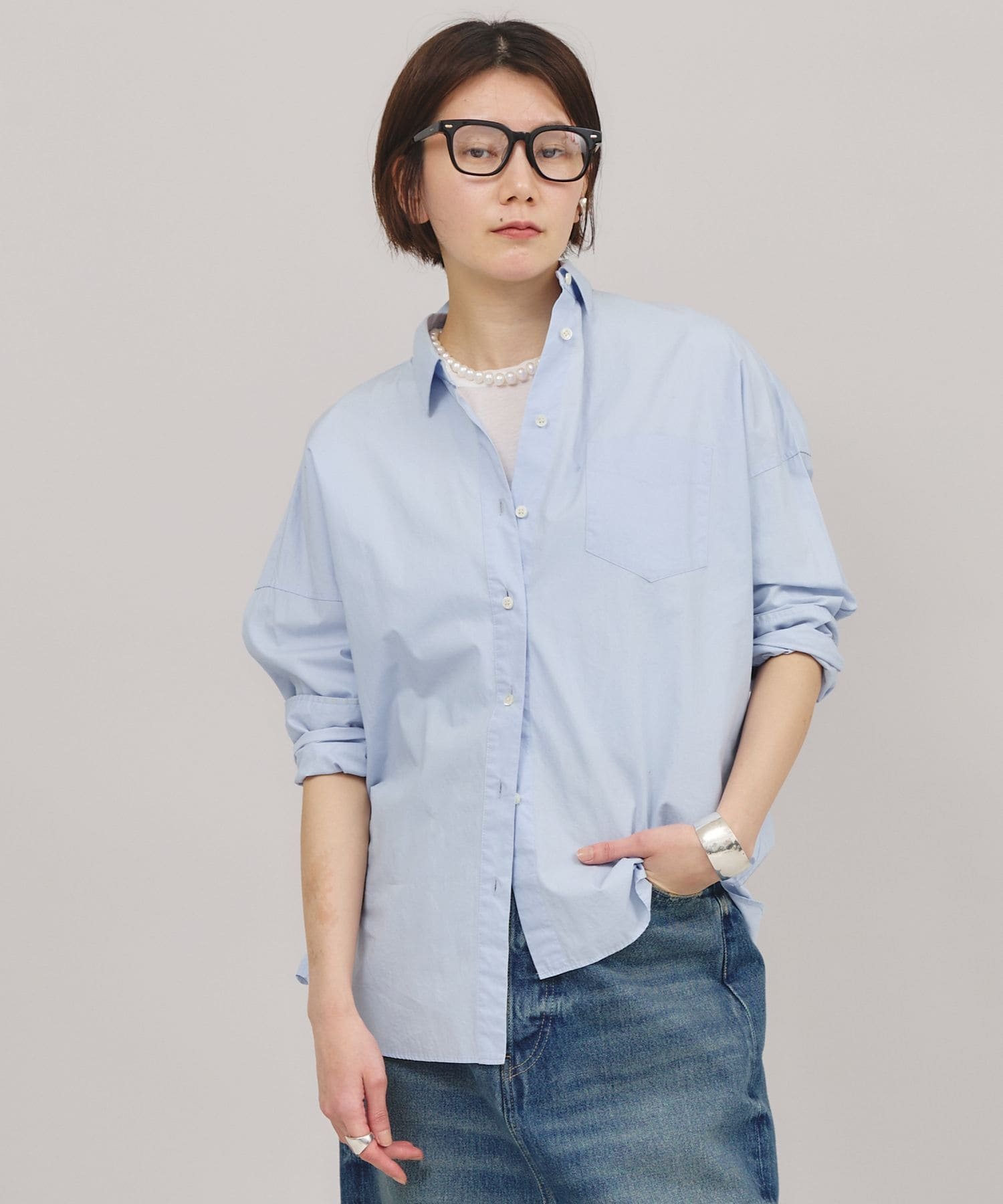 Curensology/&RCビッグシャツ/ブルーストライプ Curensology(カレンソロジー)｜〈&RC〉イングレインビッグシャツ