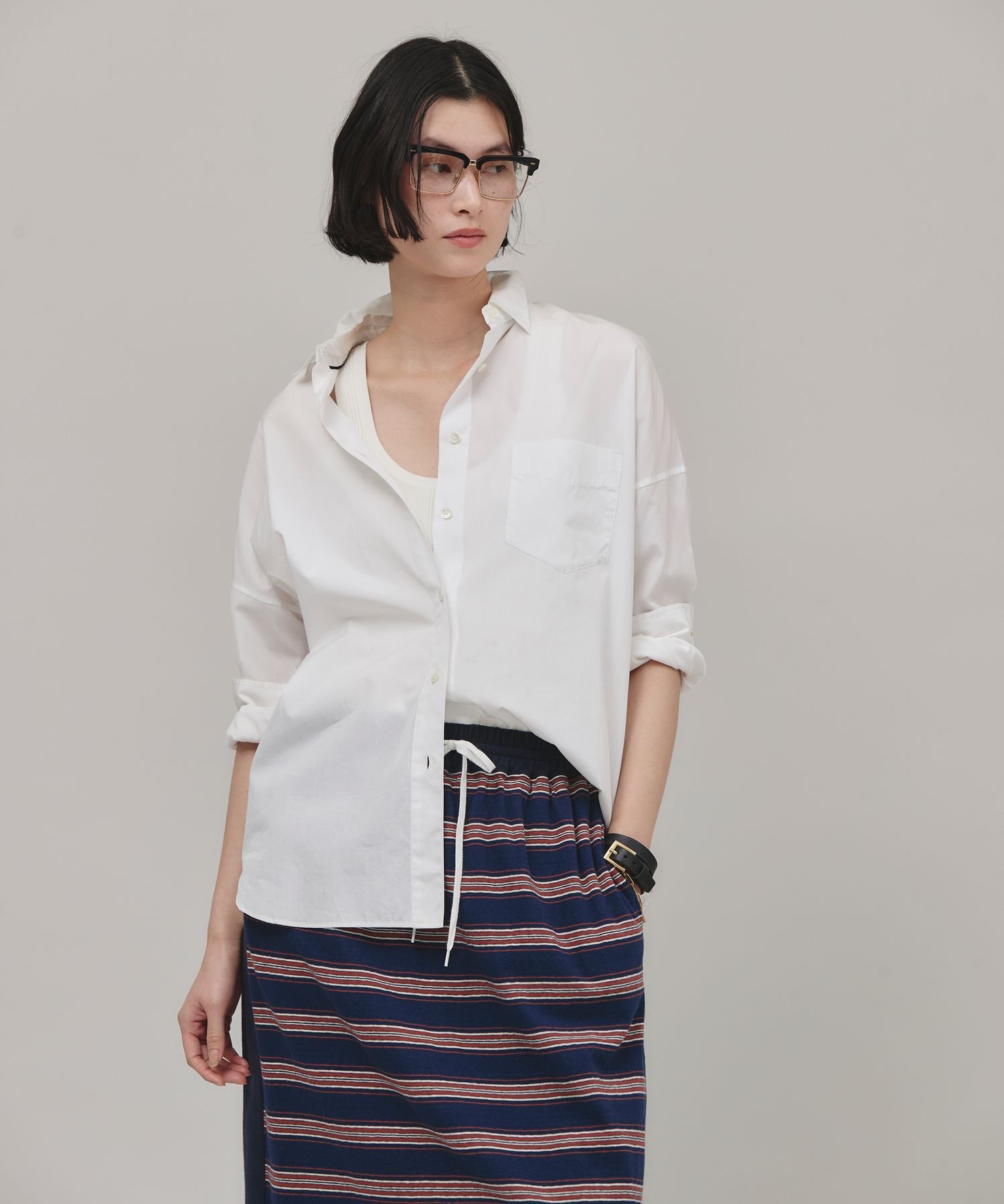 Curensology/&RCビッグシャツ/ブルーストライプ Curensology(カレンソロジー)｜〈&RC〉イングレインビッグシャツ