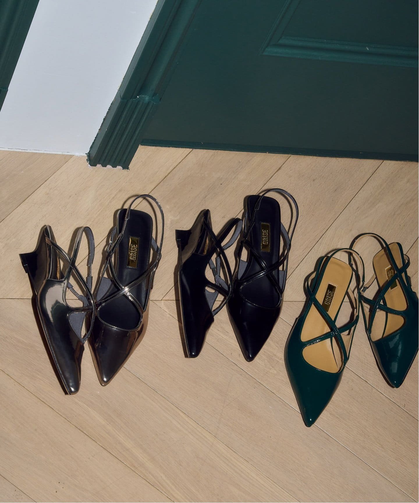 LE TALON｜GRISE4cmポインテッドクロスストラップスリングバック