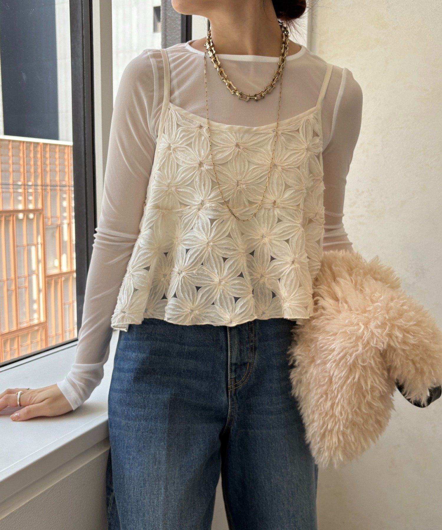 DOUDOU｜【WEB限定】チュールフラワーキャミ | Rakuten Fashion(楽天