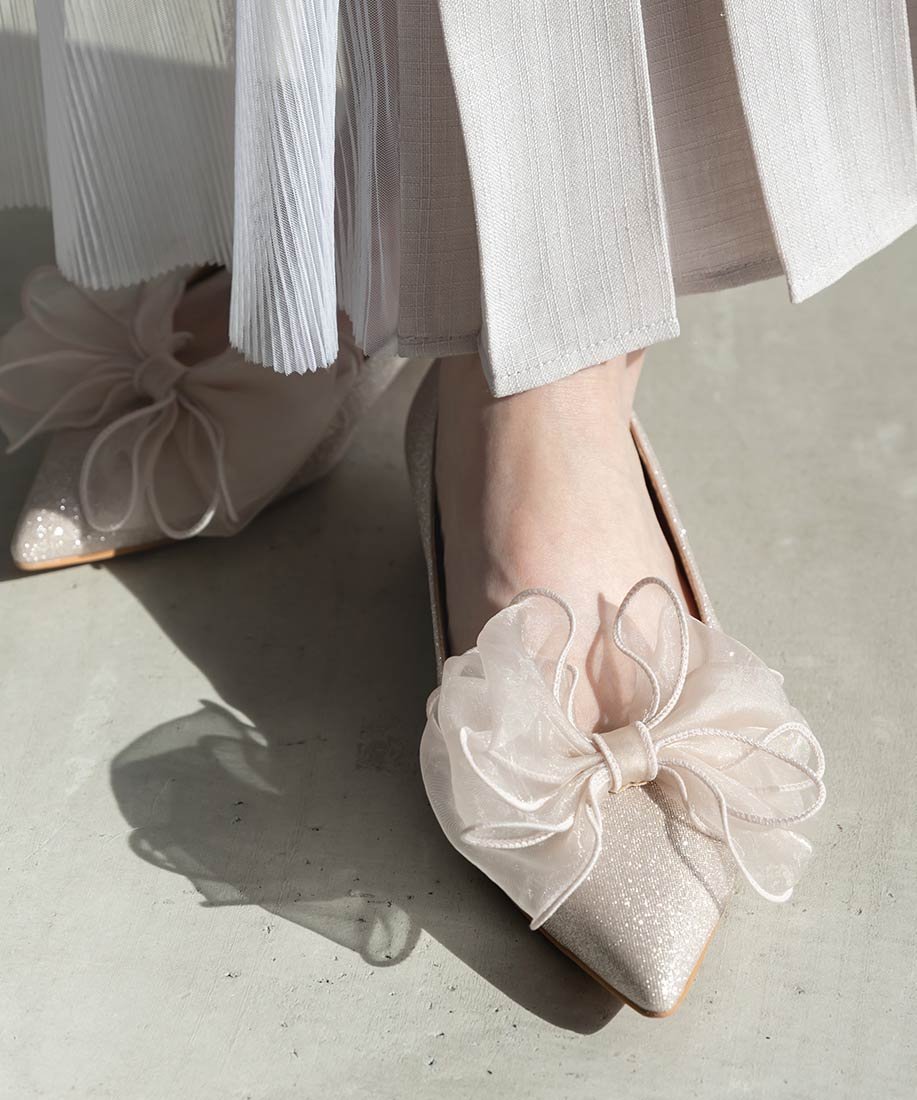 RANDA｜2WAY リボンラメフラットパンプス | Rakuten Fashion(楽天