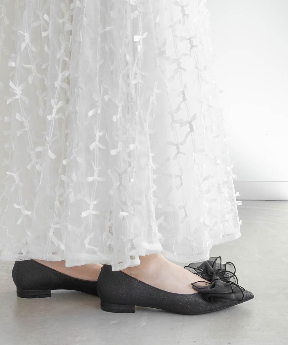 RANDA｜2WAY リボンラメフラットパンプス | Rakuten Fashion(楽天