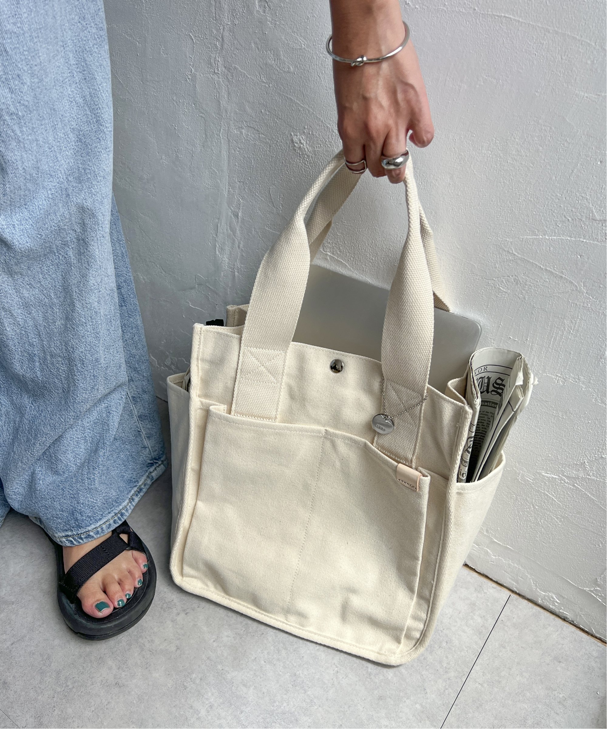 ikka｜キャンバスパイピングビッグトートバッグ | Rakuten Fashion