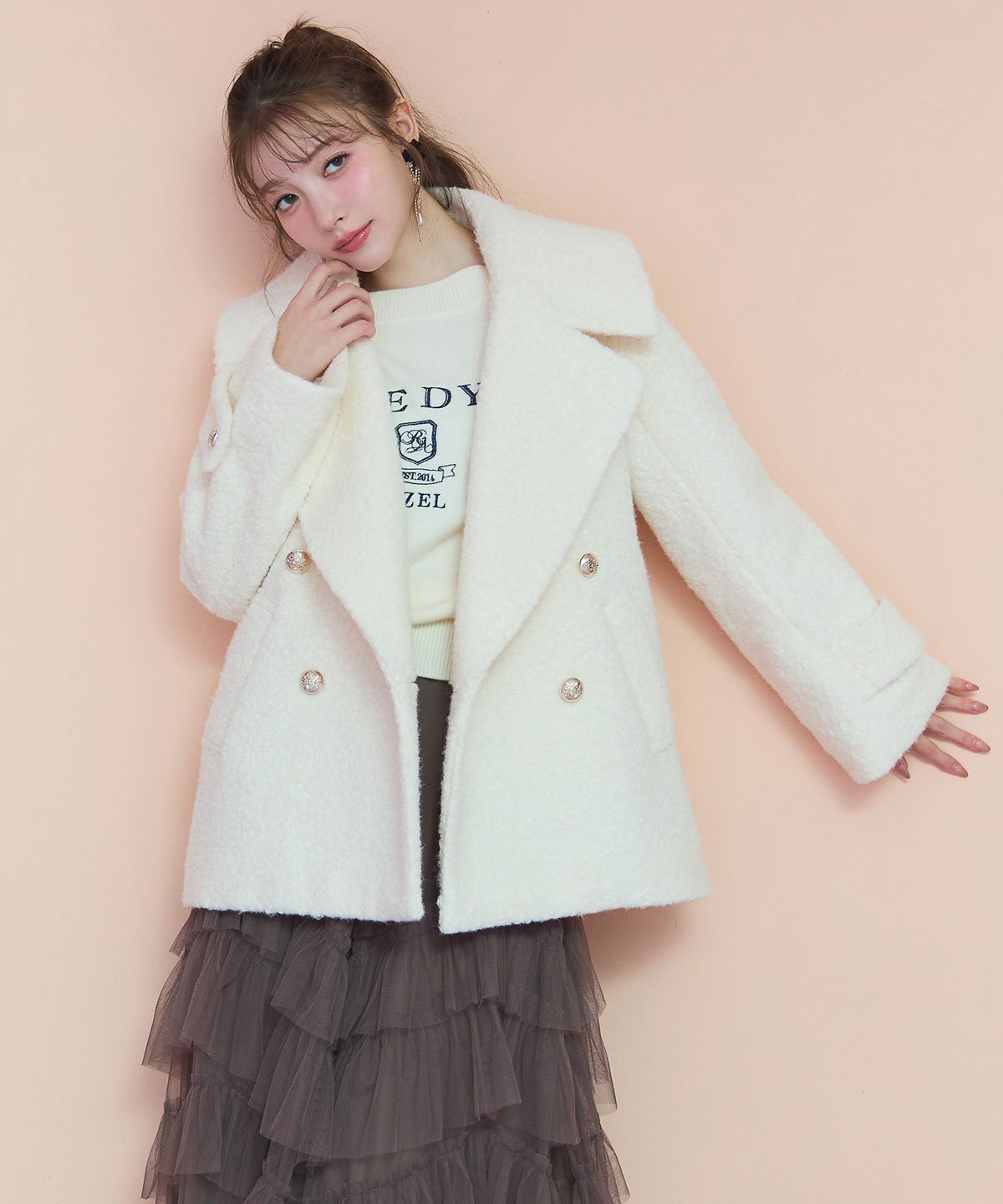 REDYAZEL｜ボアダブルミドルコート | Rakuten Fashion(楽天