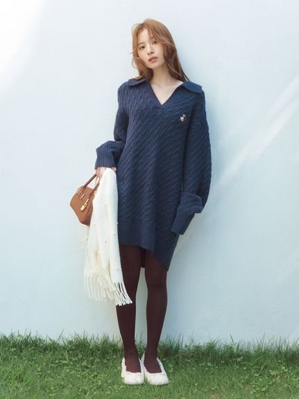 LILY BROWN｜Lily Bearケーブルニットワンピース | Rakuten Fashion