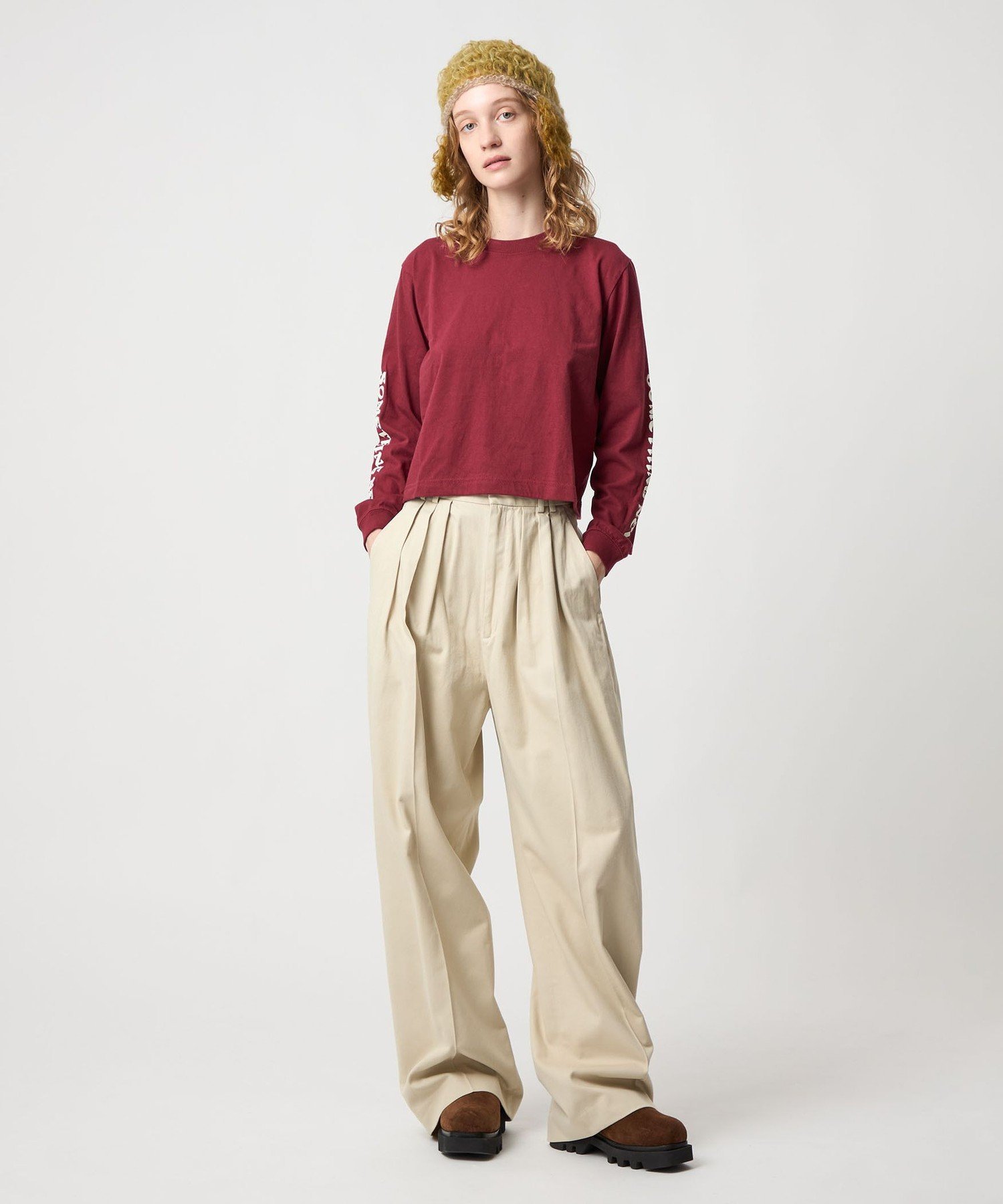 ＜6(ROKU)＞コットンレーヨン タックパンツ　36 6(ROKU)＞コットンレーヨン タックパンツ