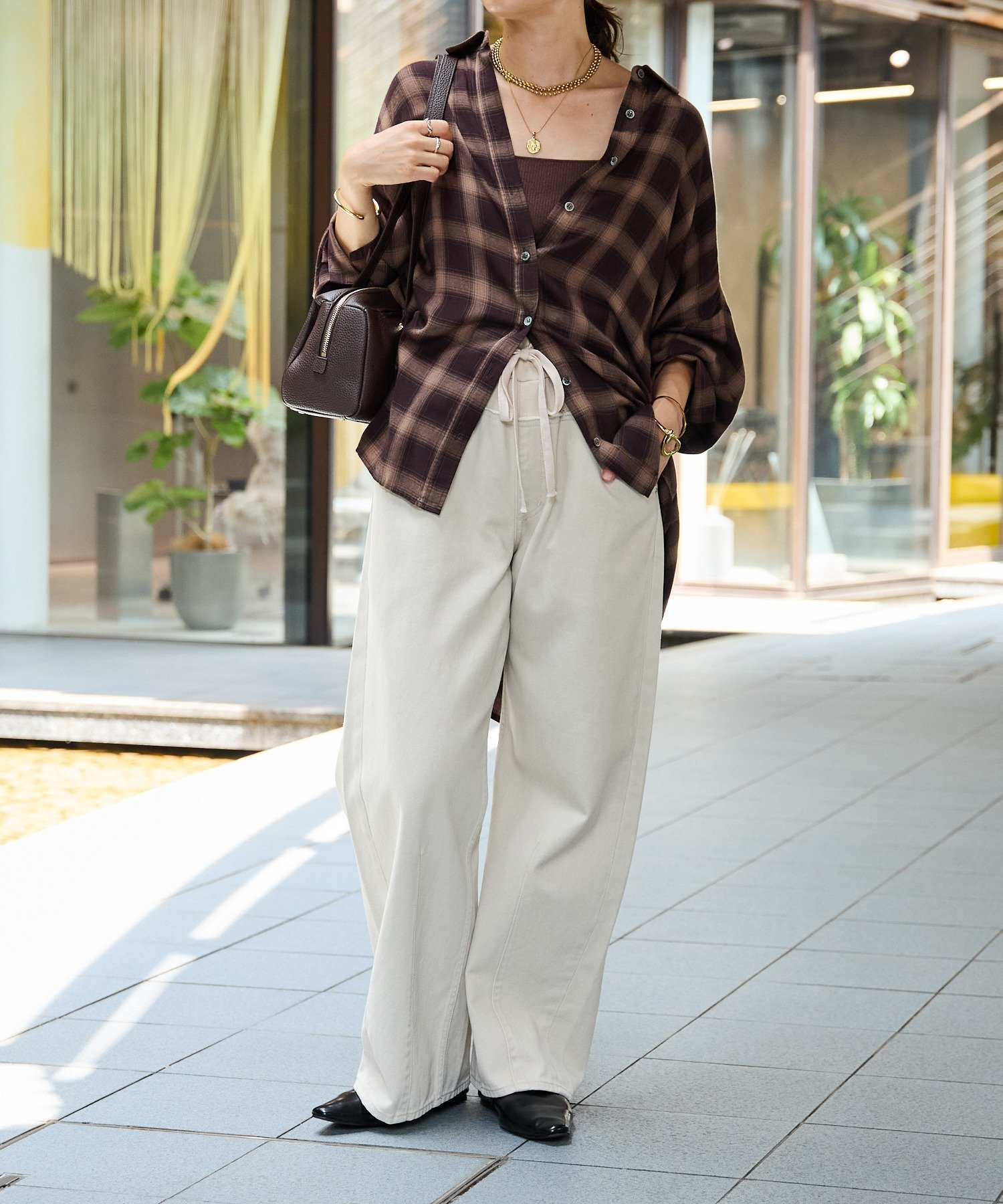 RIVE DROITE｜ウォッシュドチェックワイドシャツ | Rakuten Fashion