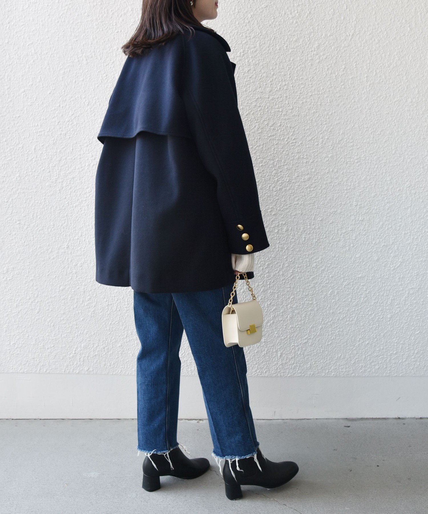 SHIPS新品 ウール ライク ジャージー メルトン 2WAY Pコート WEB限定】〈手洗い可能〉ウール ライク ジャージー メルトン 2WAY P