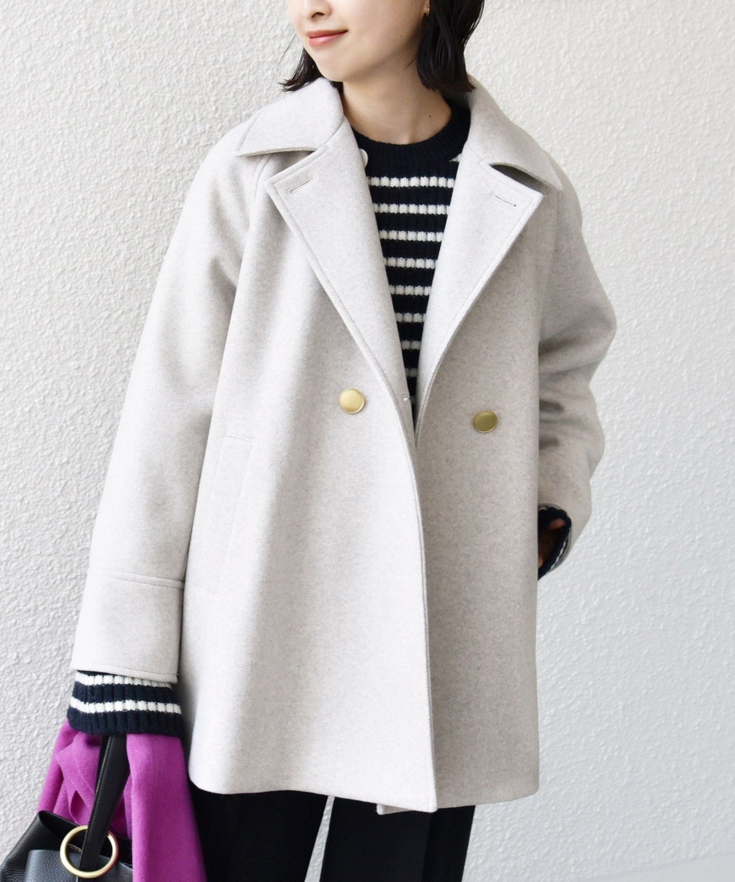 SHIPS ウール ライク ジャージー メルトン 2WAY Pコート SHIPS｜【WEB限定】<手洗い可能>ウール ライク ジャージー メルトン