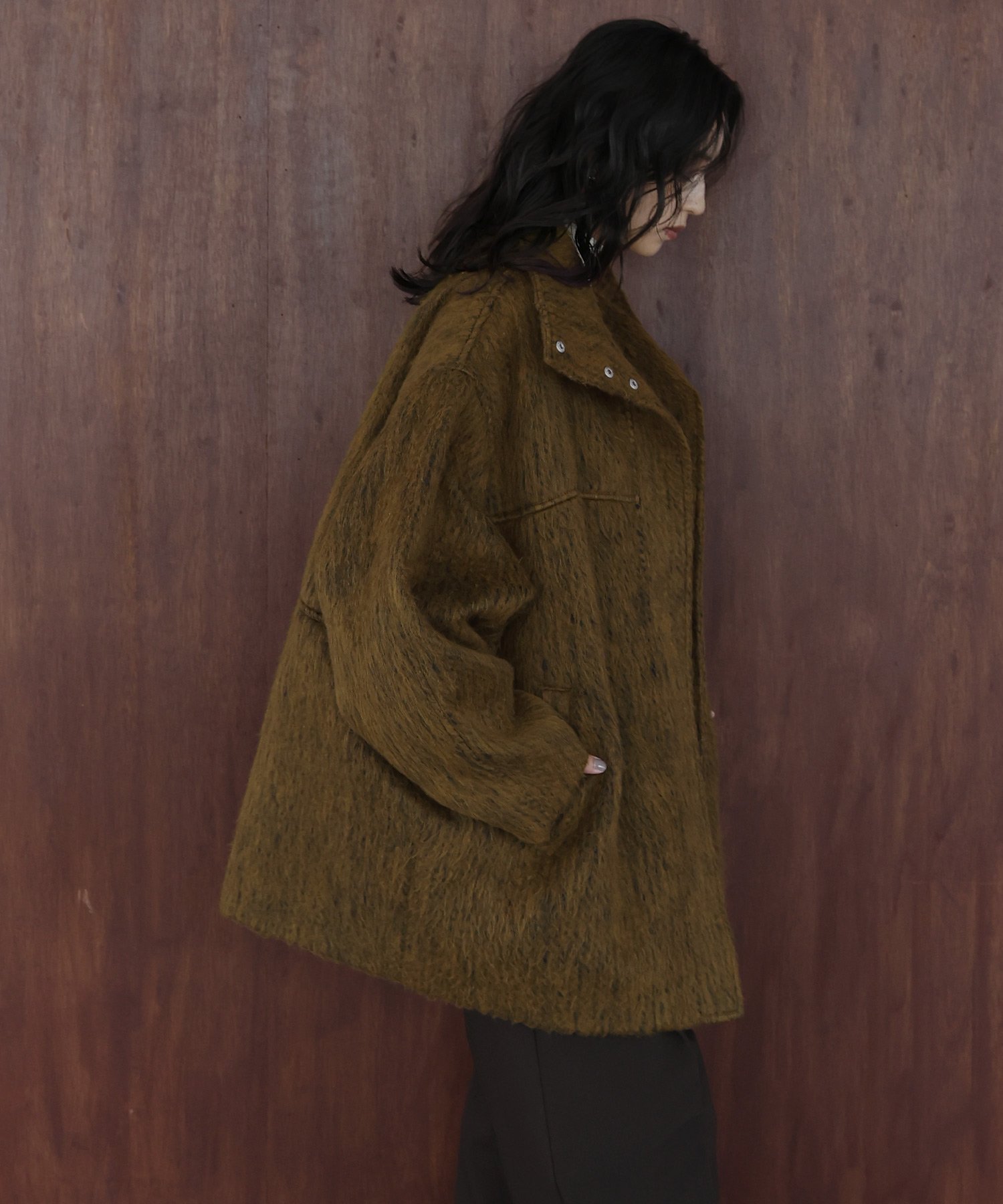 hellam｜シャギースタンドカラーコート | Rakuten Fashion(楽天