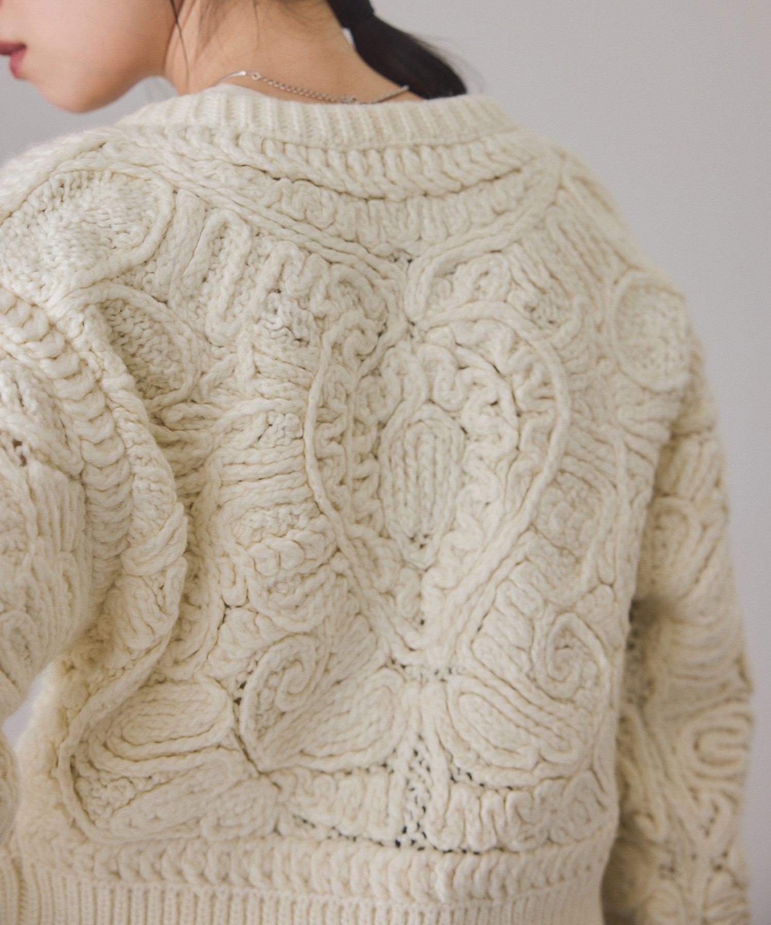 ADAM ET ROPE'｜コードレースパターンニットカーディガン | Rakuten