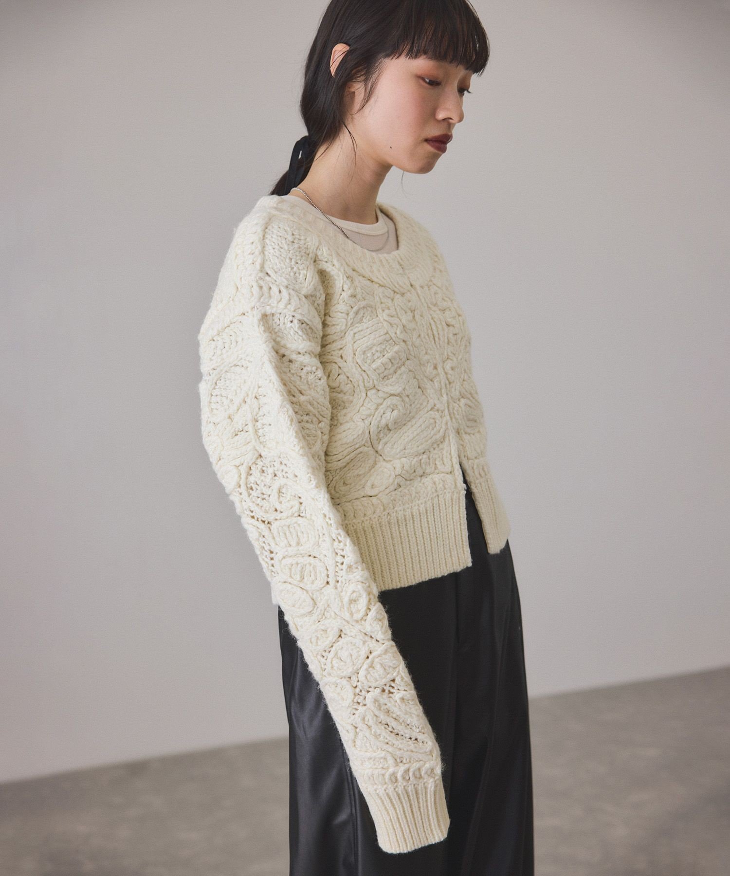 ADAM ET ROPE'｜コードレースパターンニットカーディガン | Rakuten