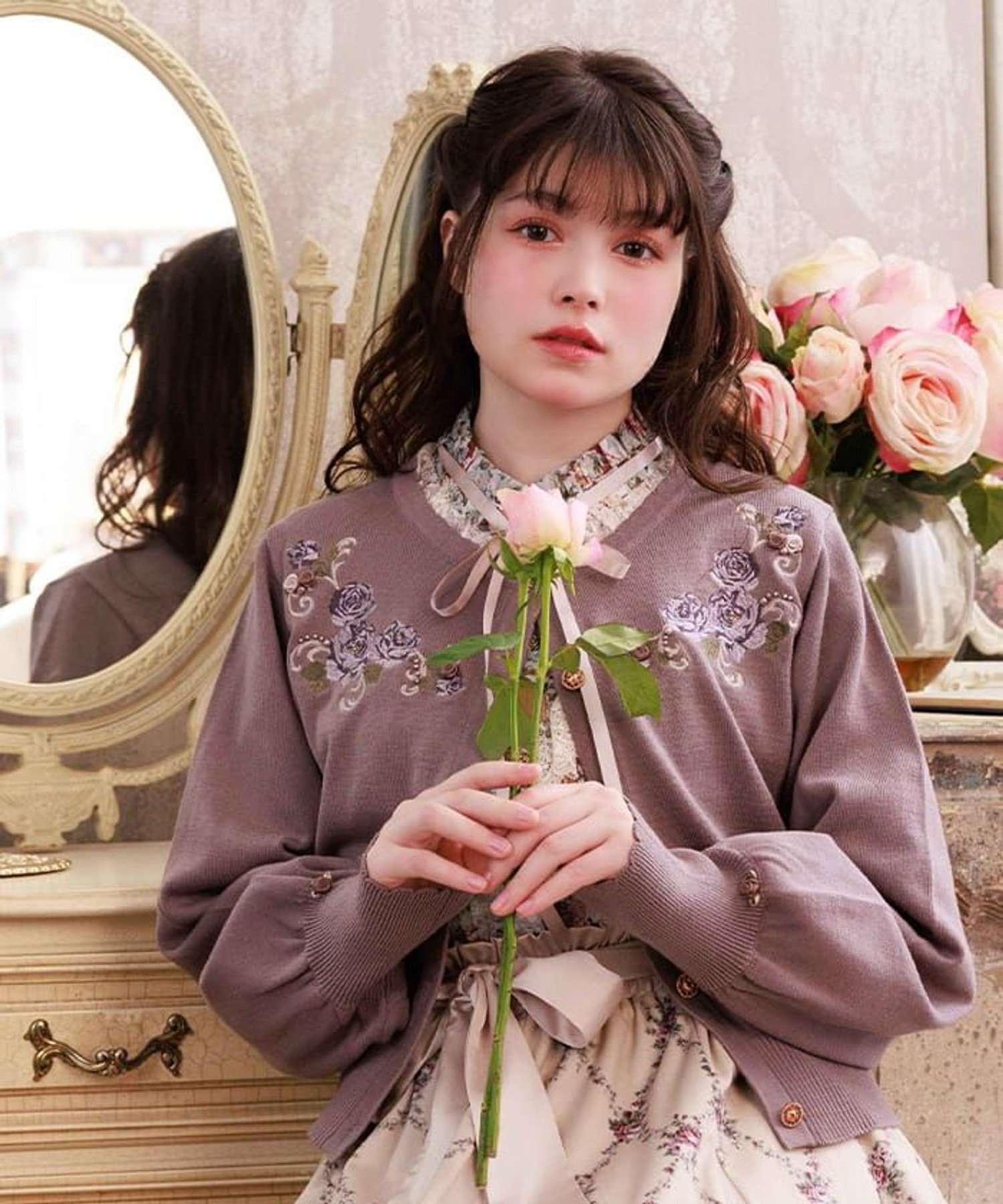 axes femme｜フラワーガーデン刺繍カーディガン | Rakuten Fashion