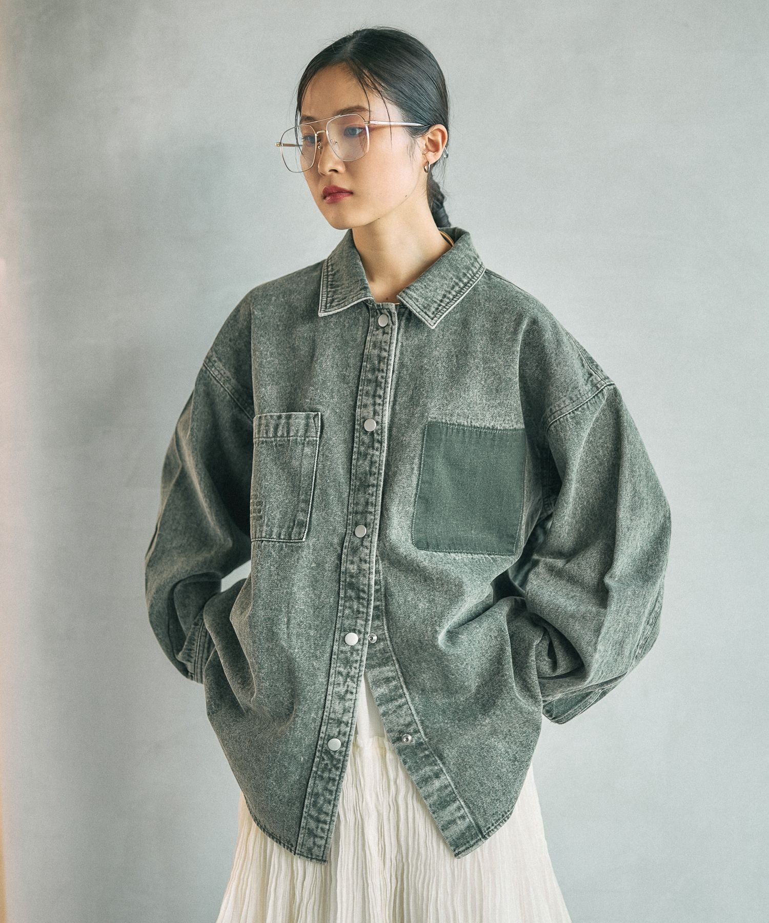 LEPSIM｜ノーカラーデニムシャツ | Rakuten Fashion(楽天ファッション