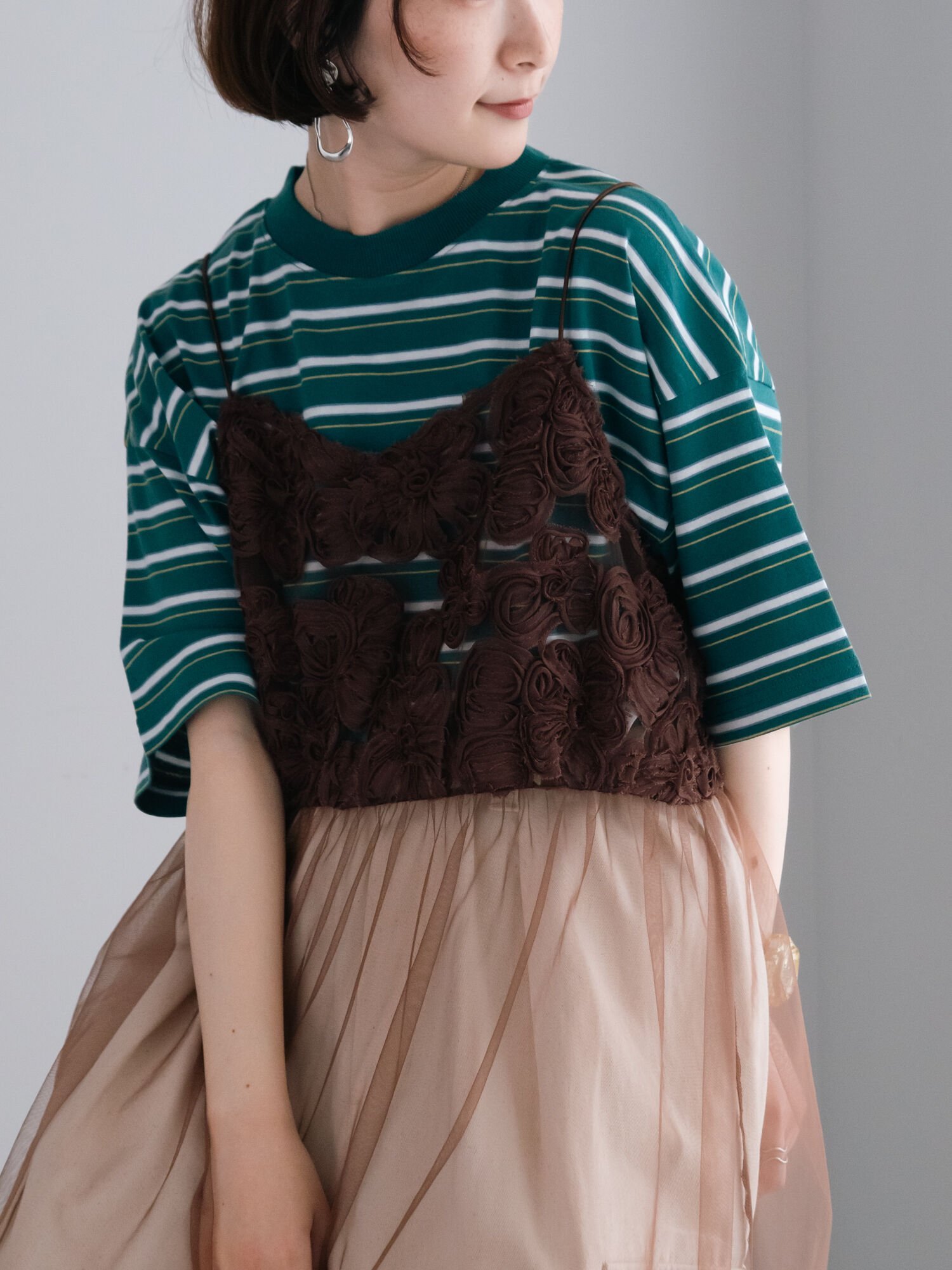 Samansa Mos2｜フラワーシフォンテープチュールキャミソール | Rakuten