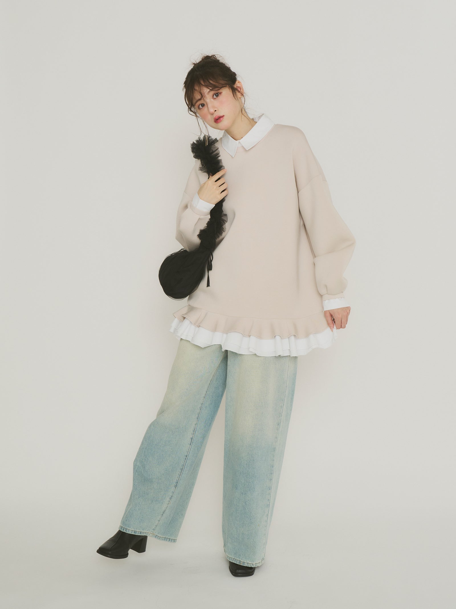 Olu.｜フリルレイヤードダンボールスウェット | Rakuten Fashion(楽天