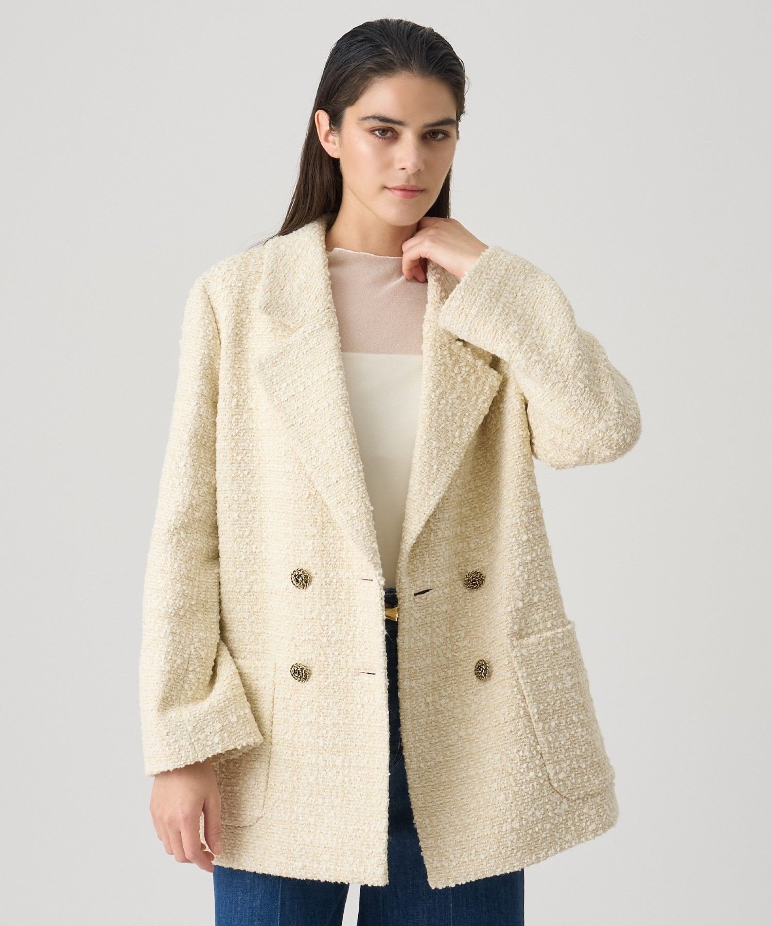 ANAYI｜ラメツイードテーラーダブルコート | Rakuten Fashion(楽天