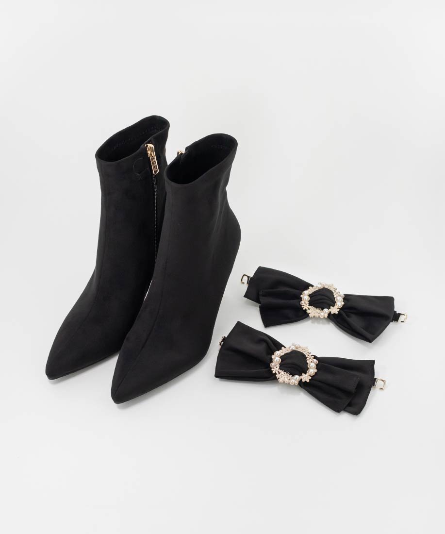 RANDA｜2WAY ビジュー*リボン ショートブーツ | Rakuten Fashion(楽天