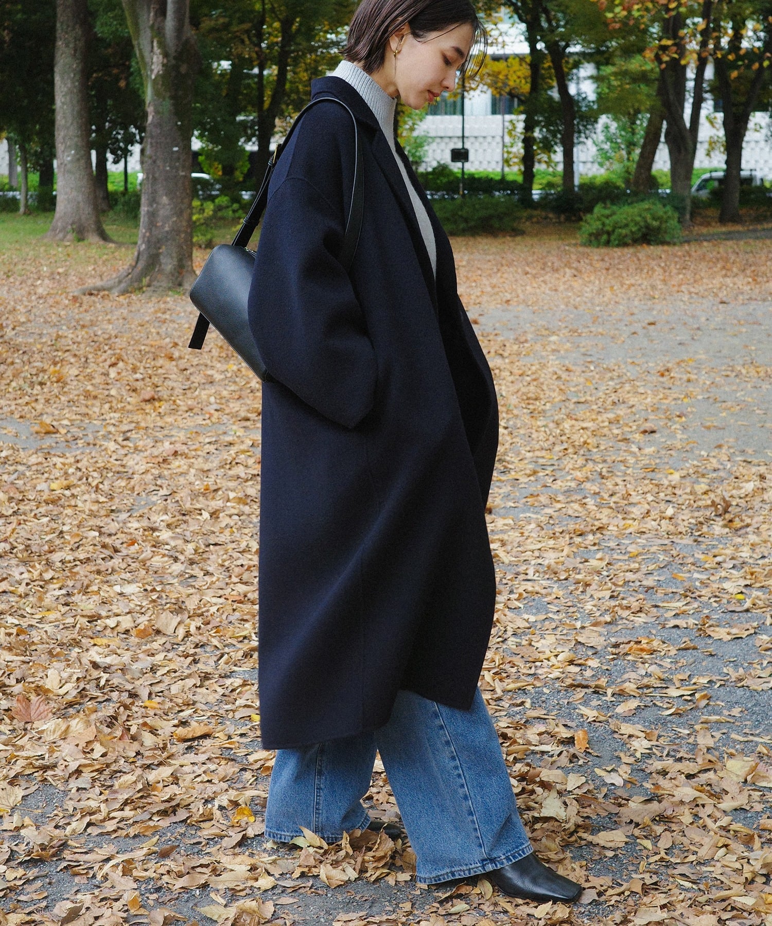 andme｜リバー ロング コクーン コート evernavy エバーネイビー