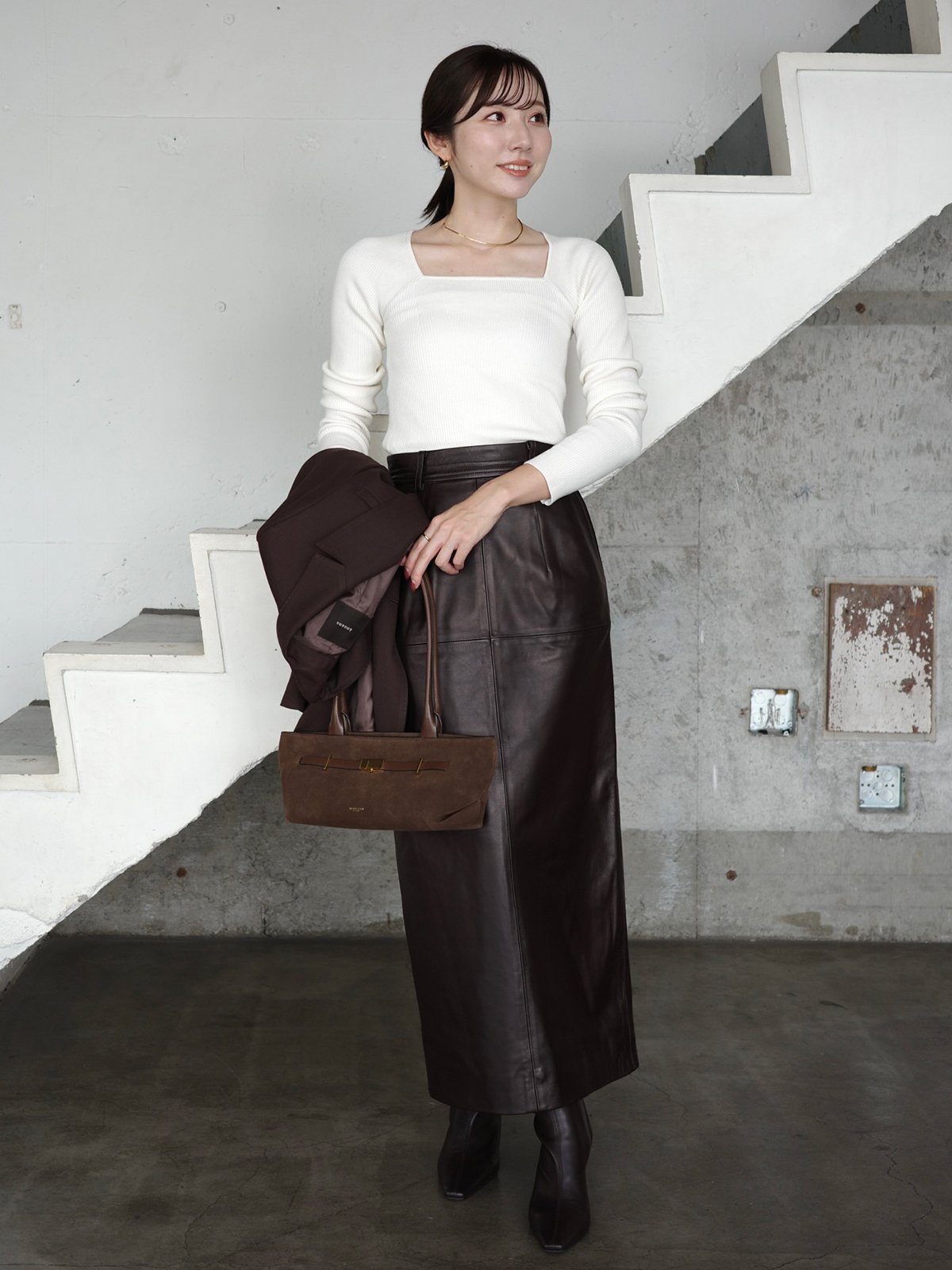 anuans｜シルクカシミアブレンドデコルテリブニット | Rakuten Fashion