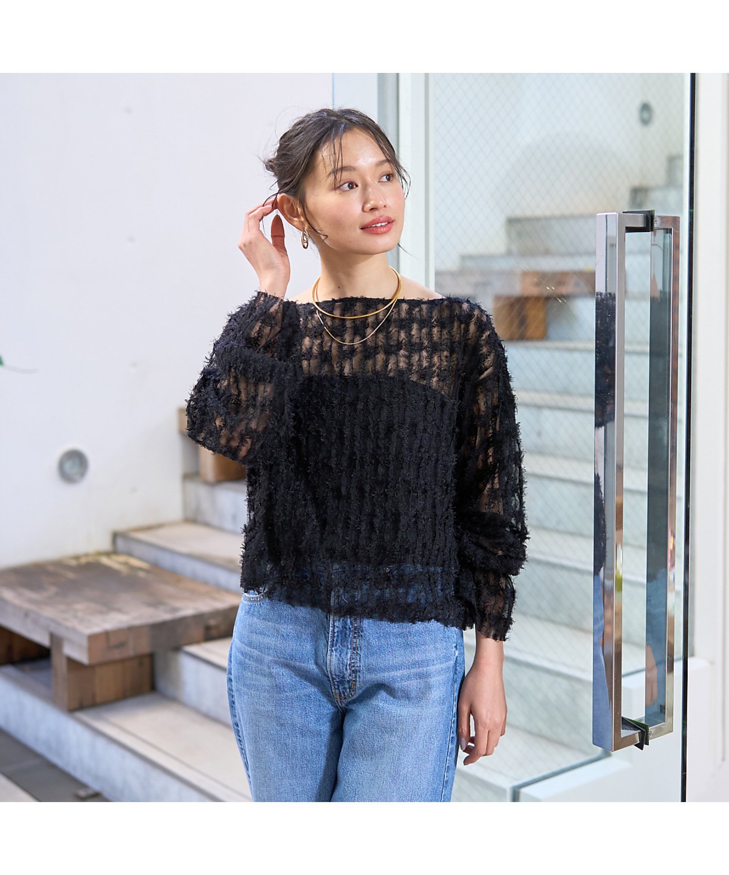 Rouge vif la cle｜【一部店舗限定】フェザーチュールブラウス